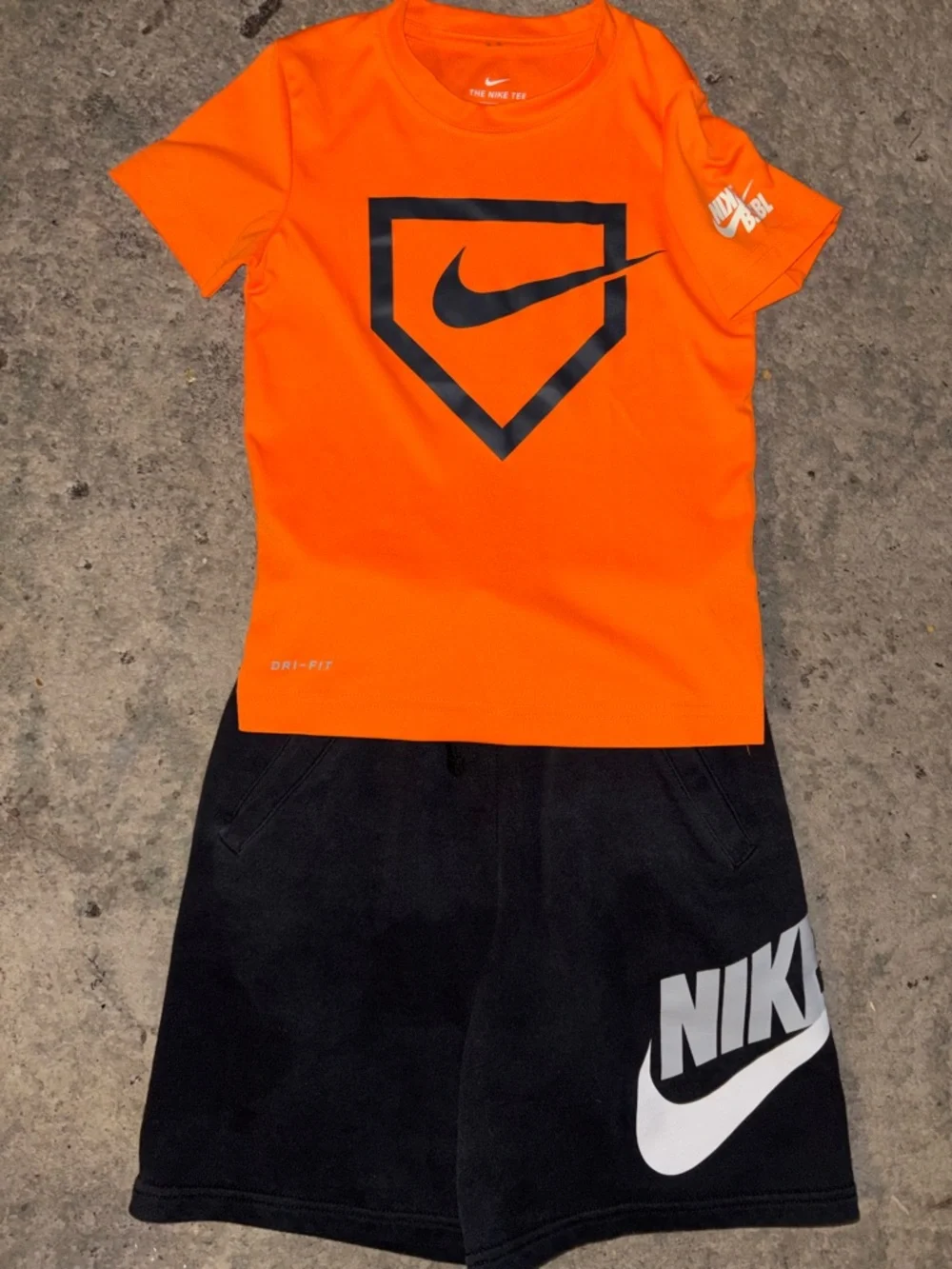Nike Orange Performance Tee and Black Athletic Shorts - Picture 2 of 3